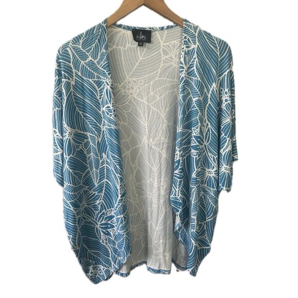 A-Line Hawaiian Aloha Tropical Leaves Floral Dolman Sleeve Open Cardigan XL - Picture 1 of 6